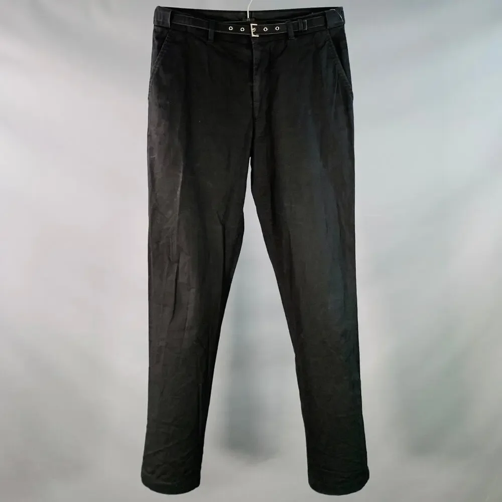 JOHN BARTLETT Size 30 Black Cotton Blend Belted Harness Casual Pants
